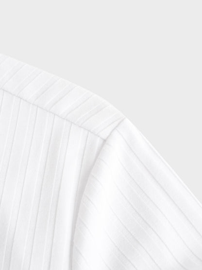 Ribbed High V Bomber-White