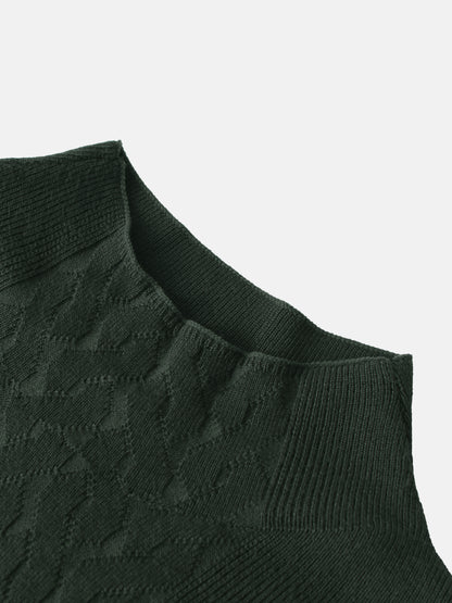 Thin Knit Center Cable Sweater - Green