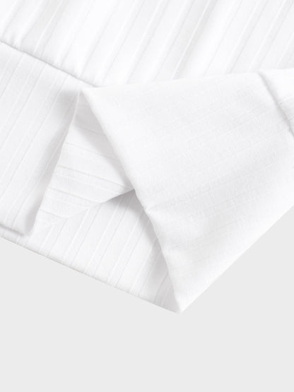 Ribbed High V Bomber-White
