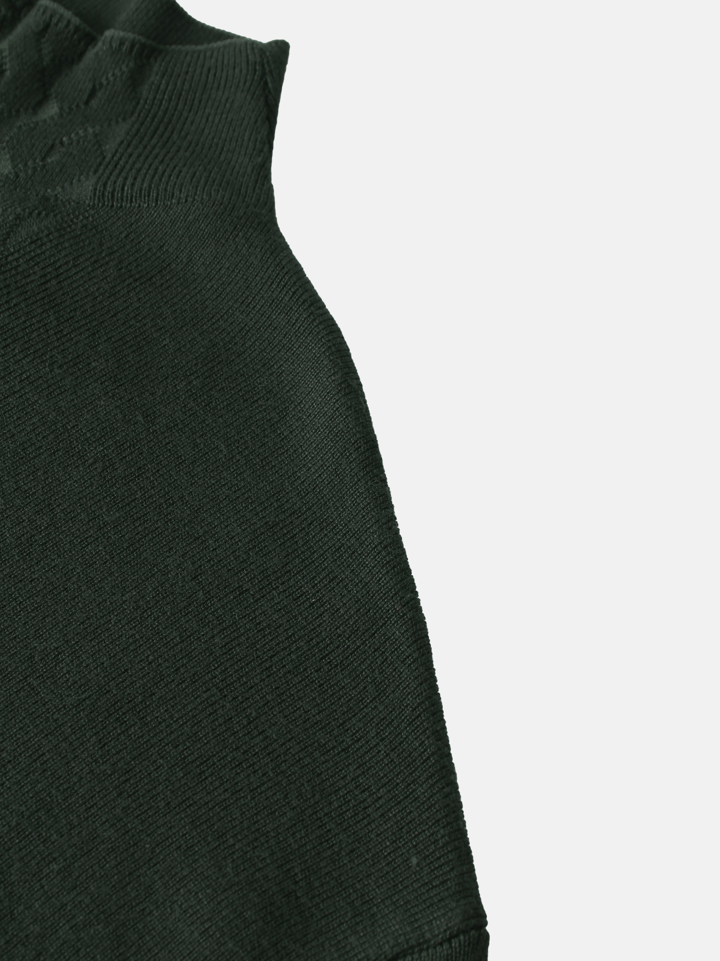 Thin Knit Center Cable Sweater - Green
