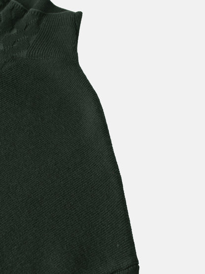 Thin Knit Center Cable Sweater - Green