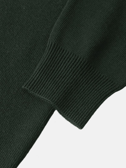 Thin Knit Center Cable Sweater - Green