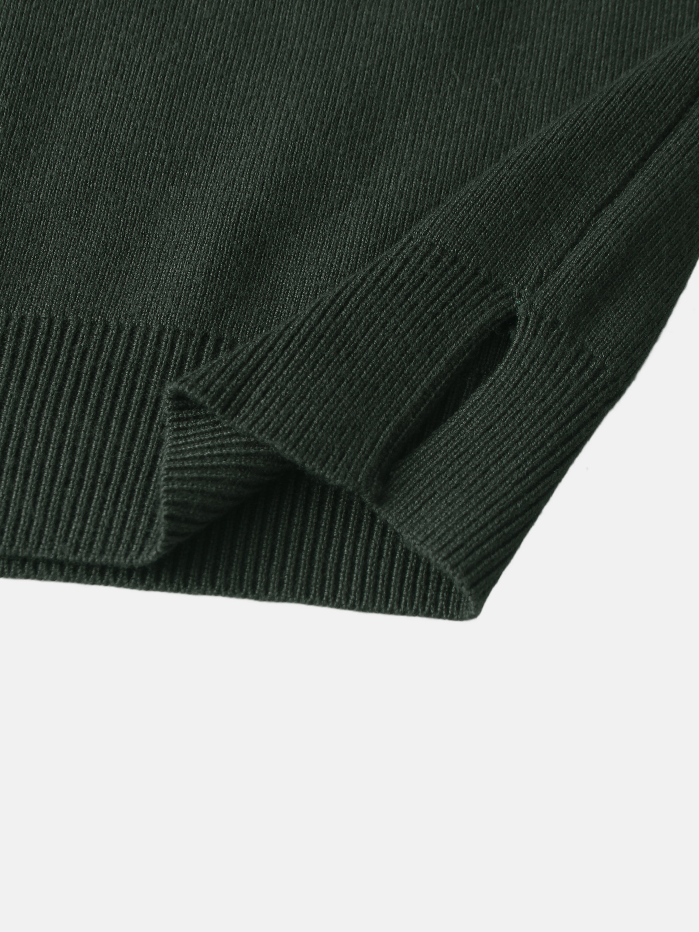 Thin Knit Center Cable Sweater - Green