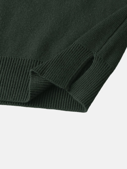 Thin Knit Center Cable Sweater - Green