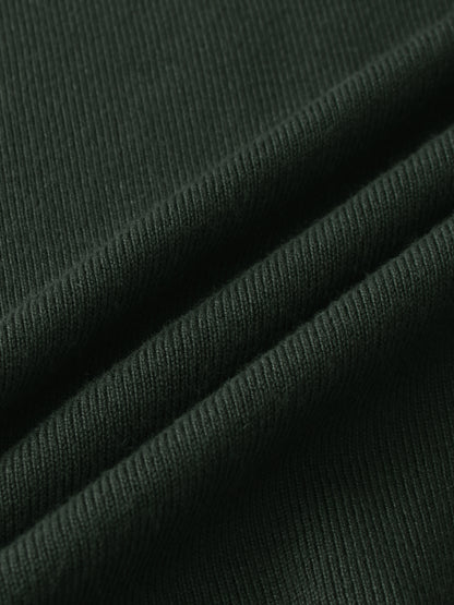 Thin Knit Center Cable Sweater - Green