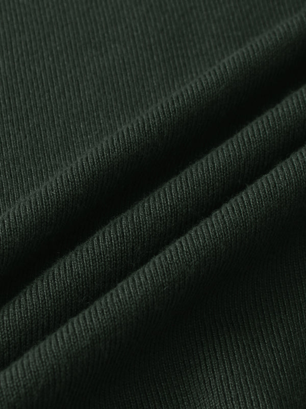 Thin Knit Center Cable Sweater - Green