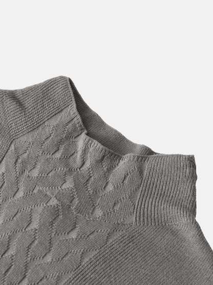 Thin Knit Center Cable Sweater - Warm Taupe