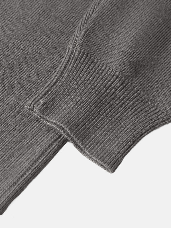 Thin Knit Center Cable Sweater - Warm Taupe