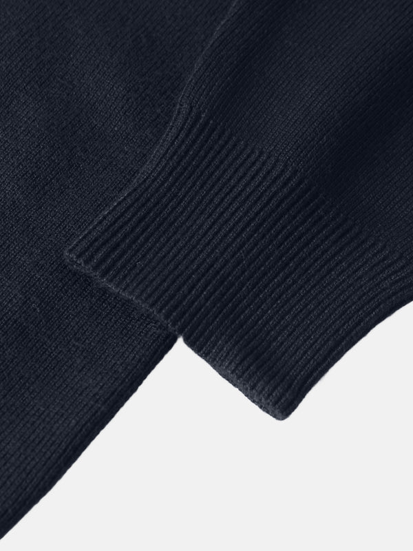 Thin Knit Center Cable Sweater - Navy