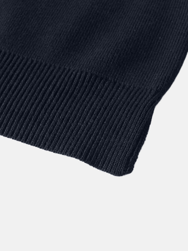 Thin Knit Center Cable Sweater - Navy