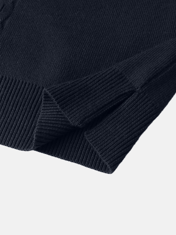 Thin Knit Center Cable Sweater - Navy
