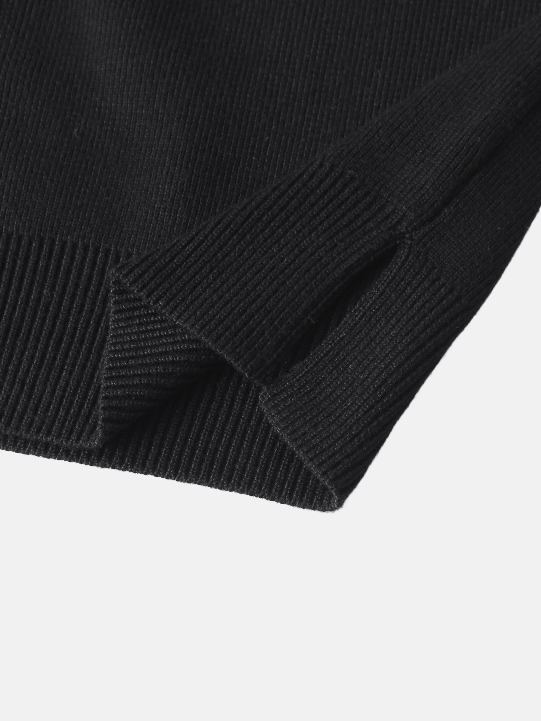 Thin Knit Center Cable Sweater - Black