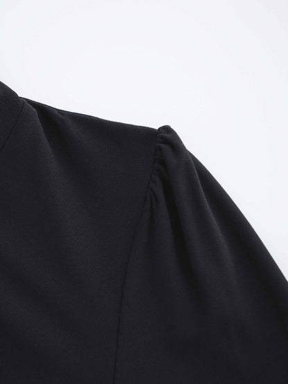 Front Knot Pleat Dress 50"-Black