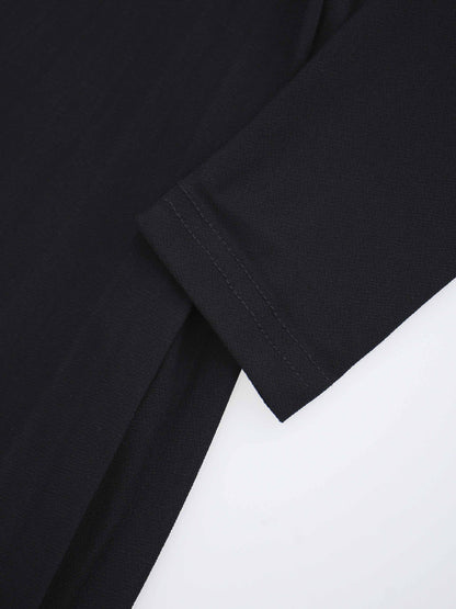 Front Knot Pleat Dress 50"-Black