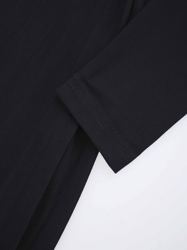 Front Knot Pleat Dress 50"-Black