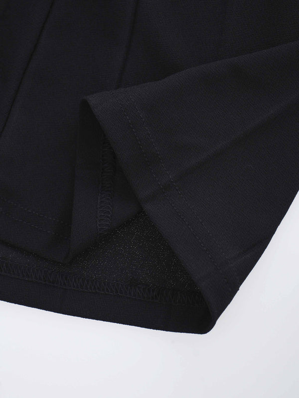 Front Knot Pleat Dress 50"-Black