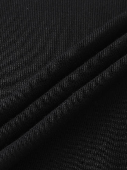 Thin Knit Center Cable Sweater - Black