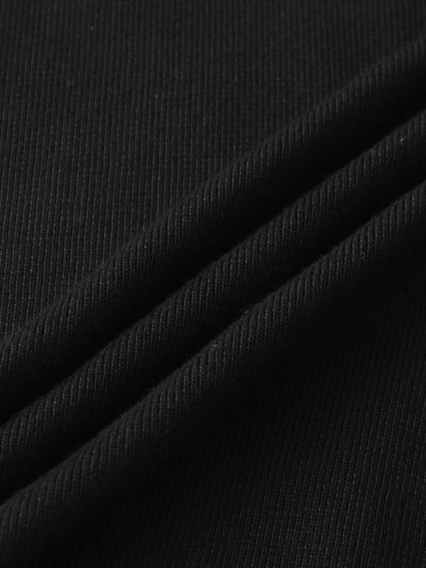 Thin Knit Center Cable Sweater - Black