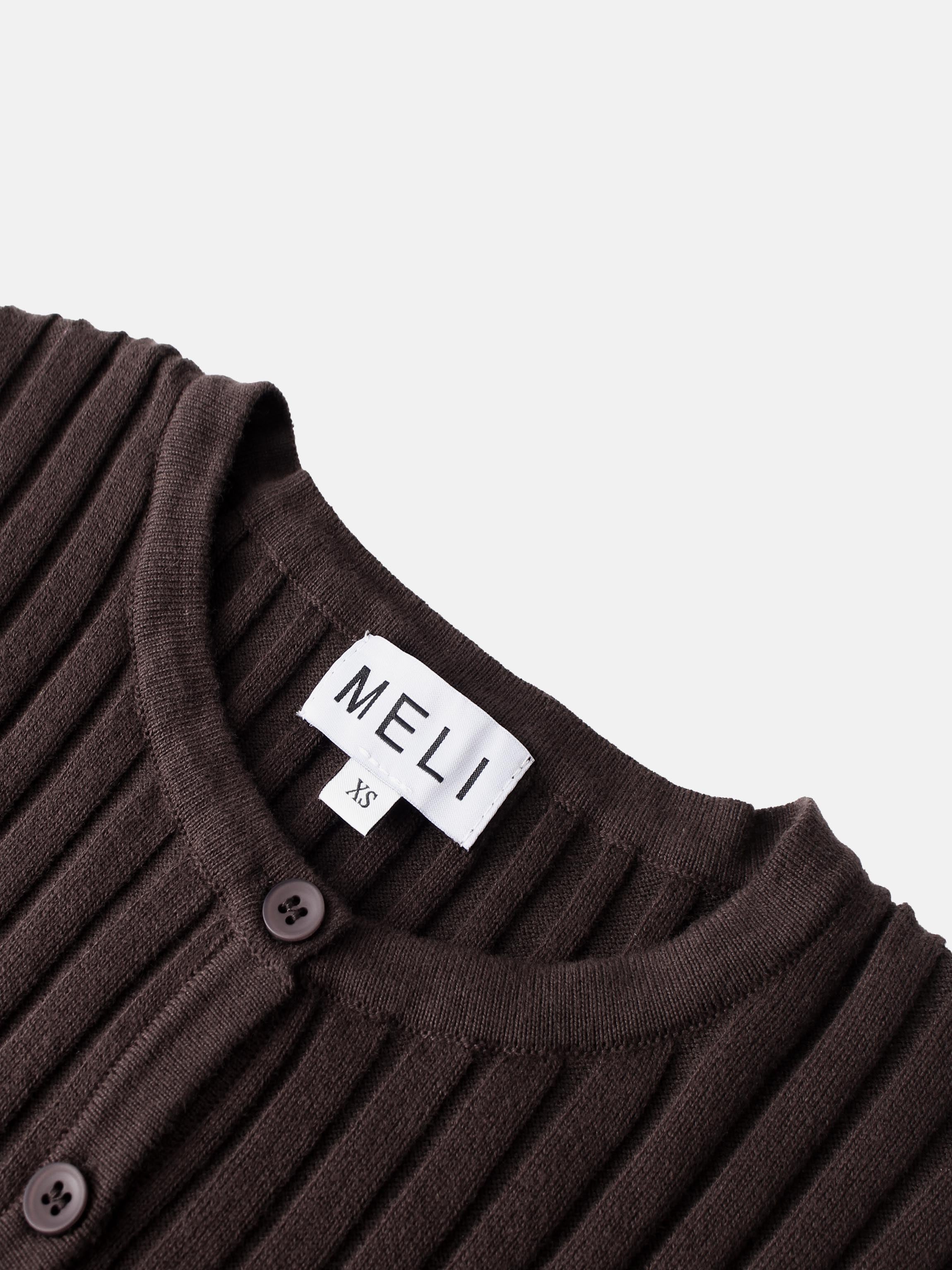 Lightweight Ribbed Cardigan 17" - Brown