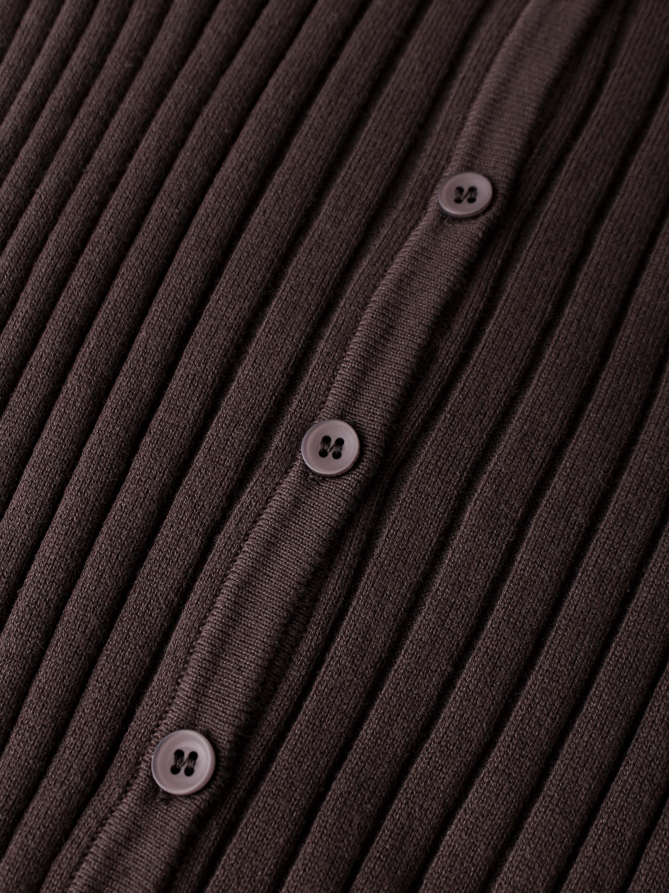 Lightweight Ribbed Cardigan 17" - Brown