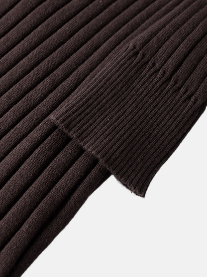 Lightweight Ribbed Cardigan 17" - Brown