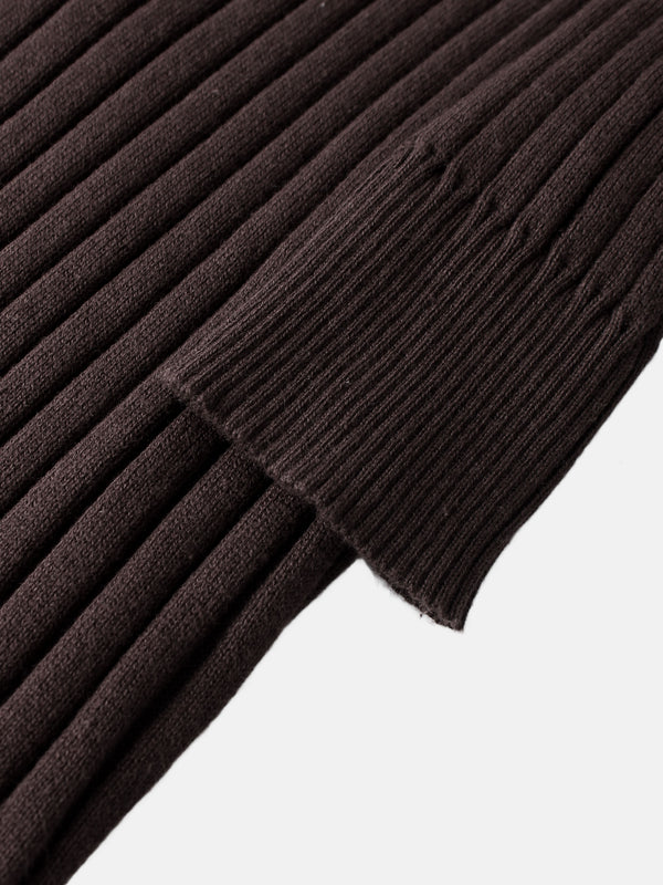 Lightweight Ribbed Cardigan 17" - Brown