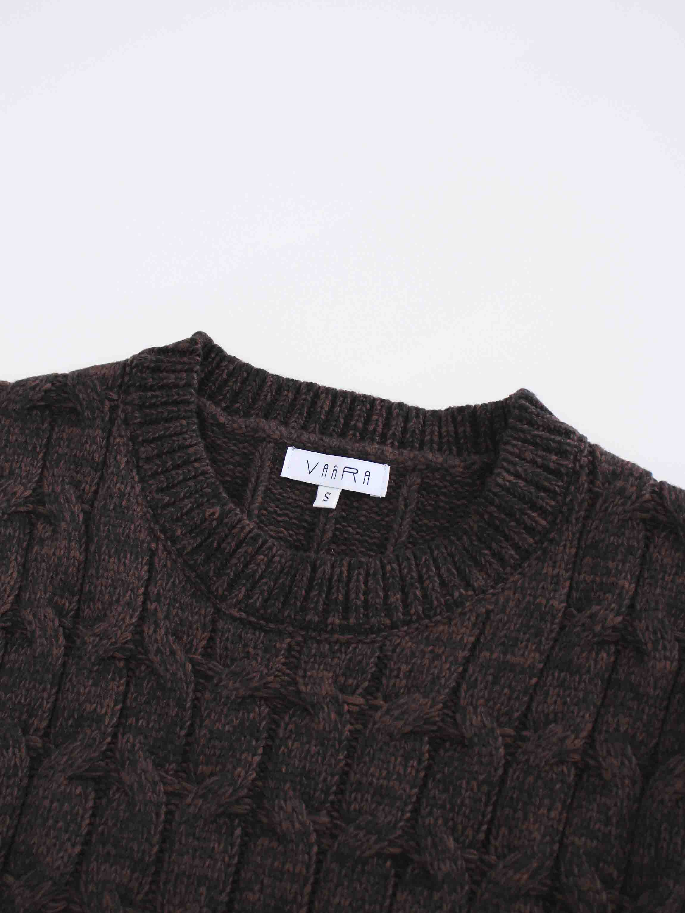 Chunky Heathered Cable sweater-Black/Brown