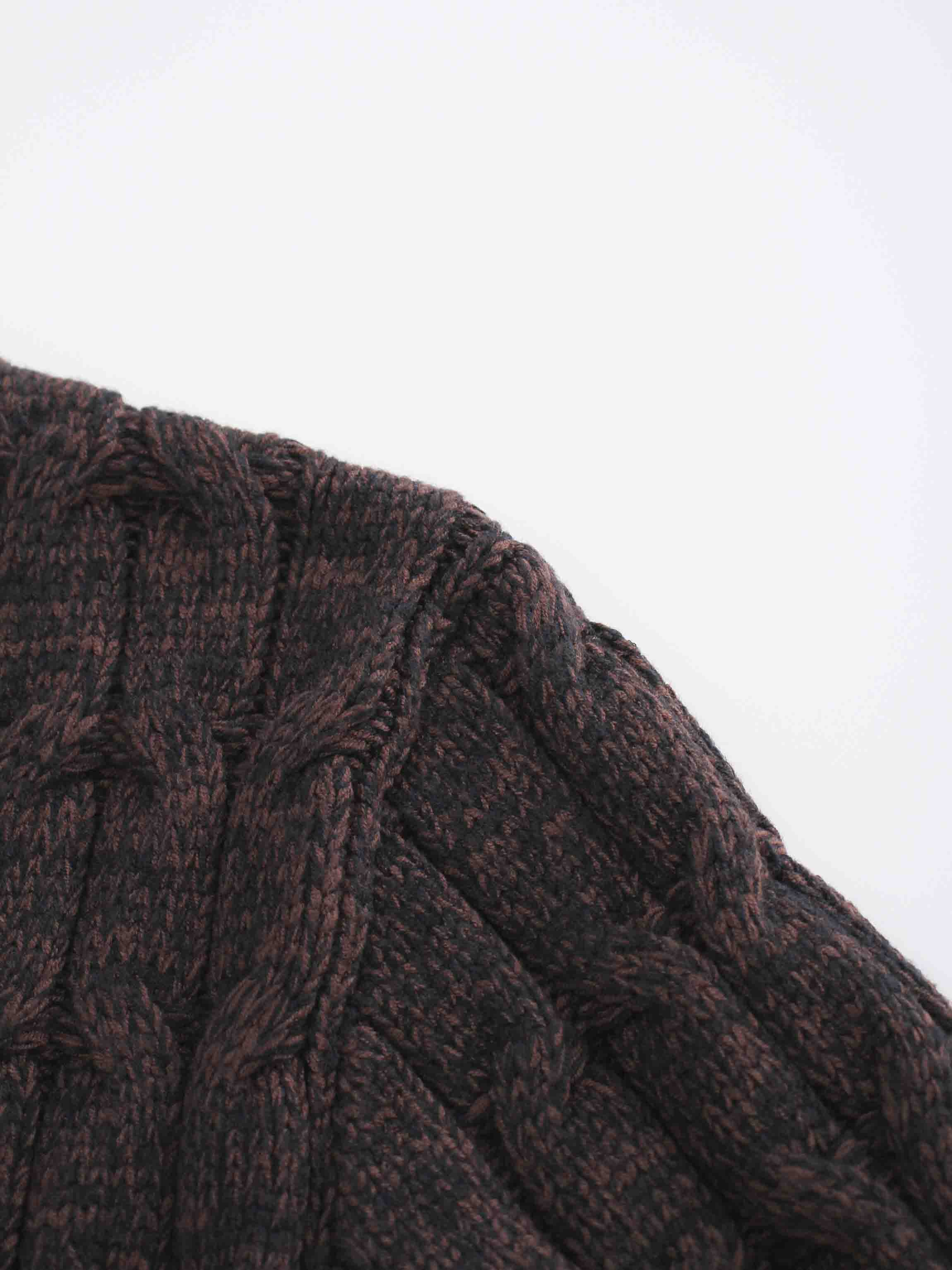 Chunky Heathered Cable sweater-Black/Brown