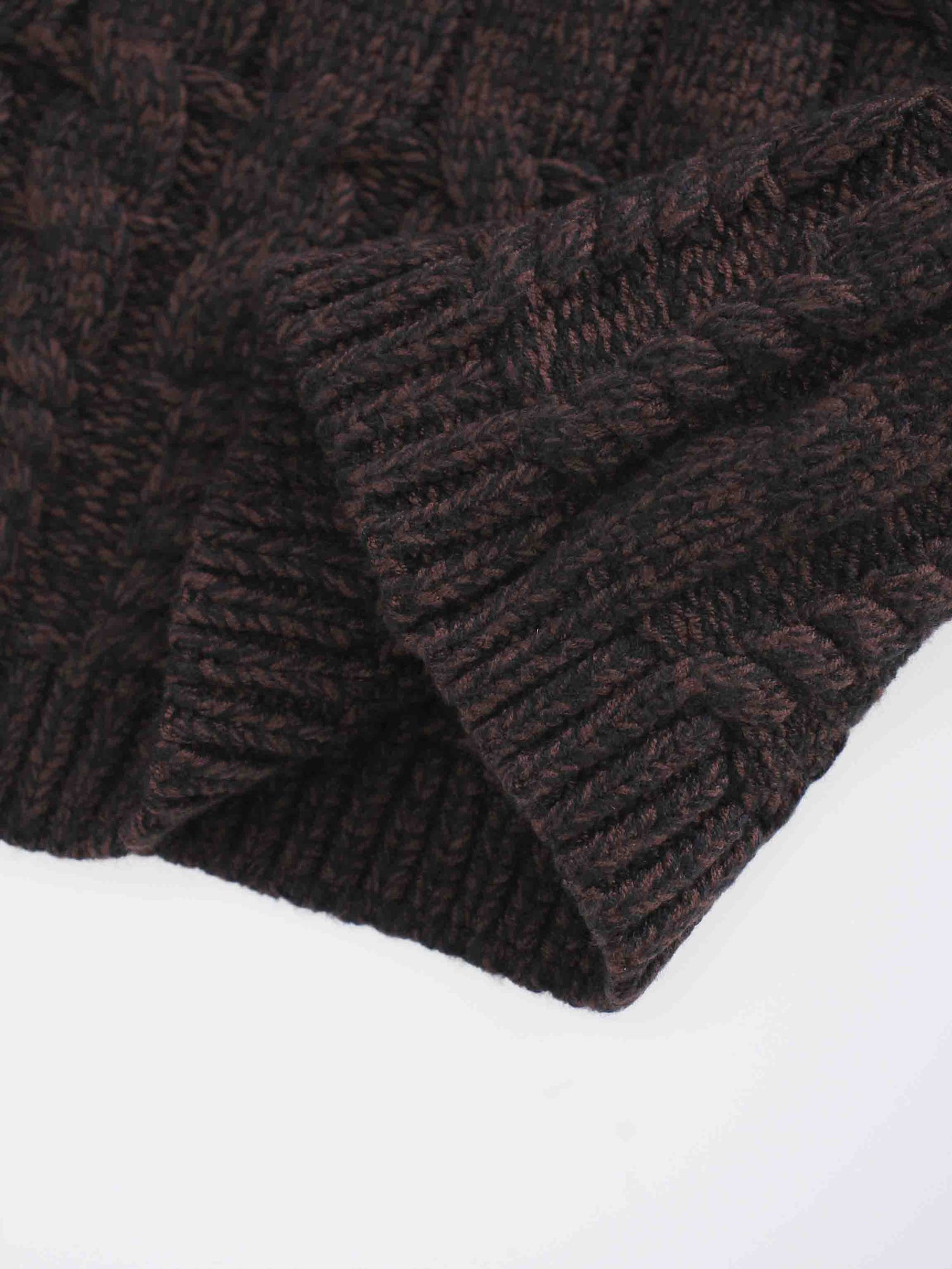 Chunky Heathered Cable sweater-Black/Brown