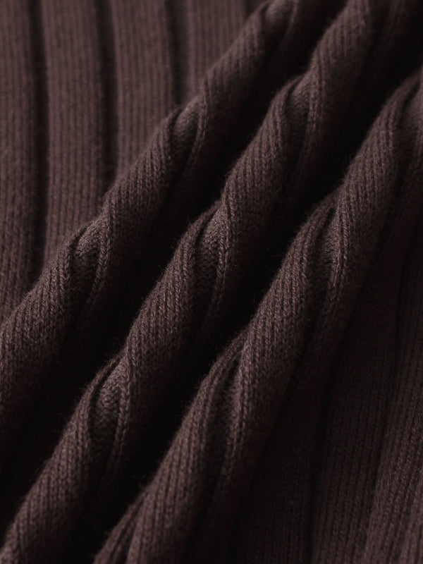 Lightweight Ribbed Cardigan 17" - Brown