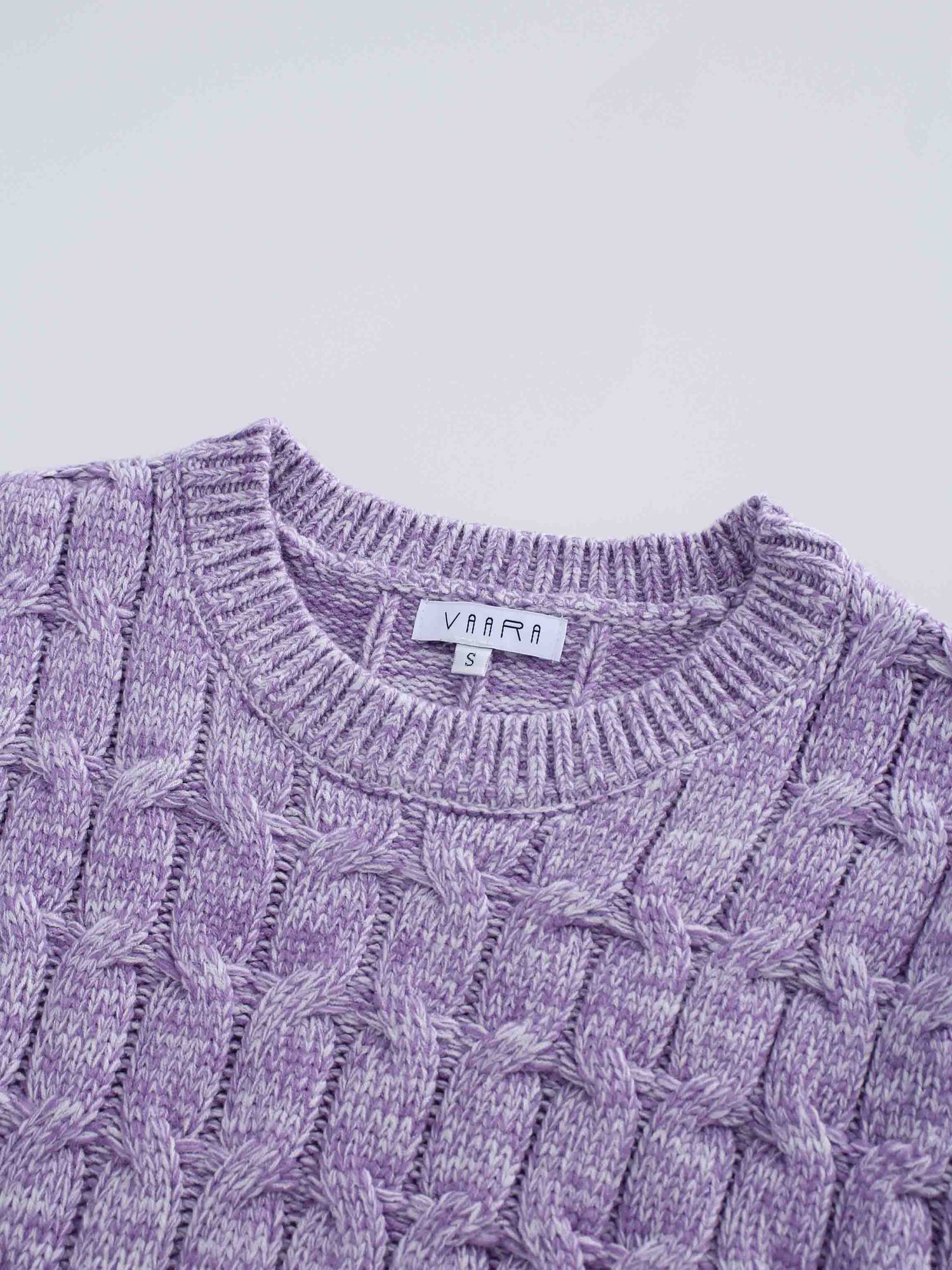 Chunky Heathered Cable sweater-Lavender/White