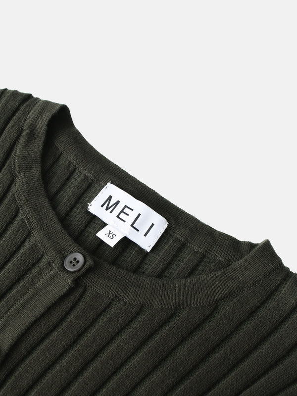 Lightweight Ribbed Cardigan 17" - Green