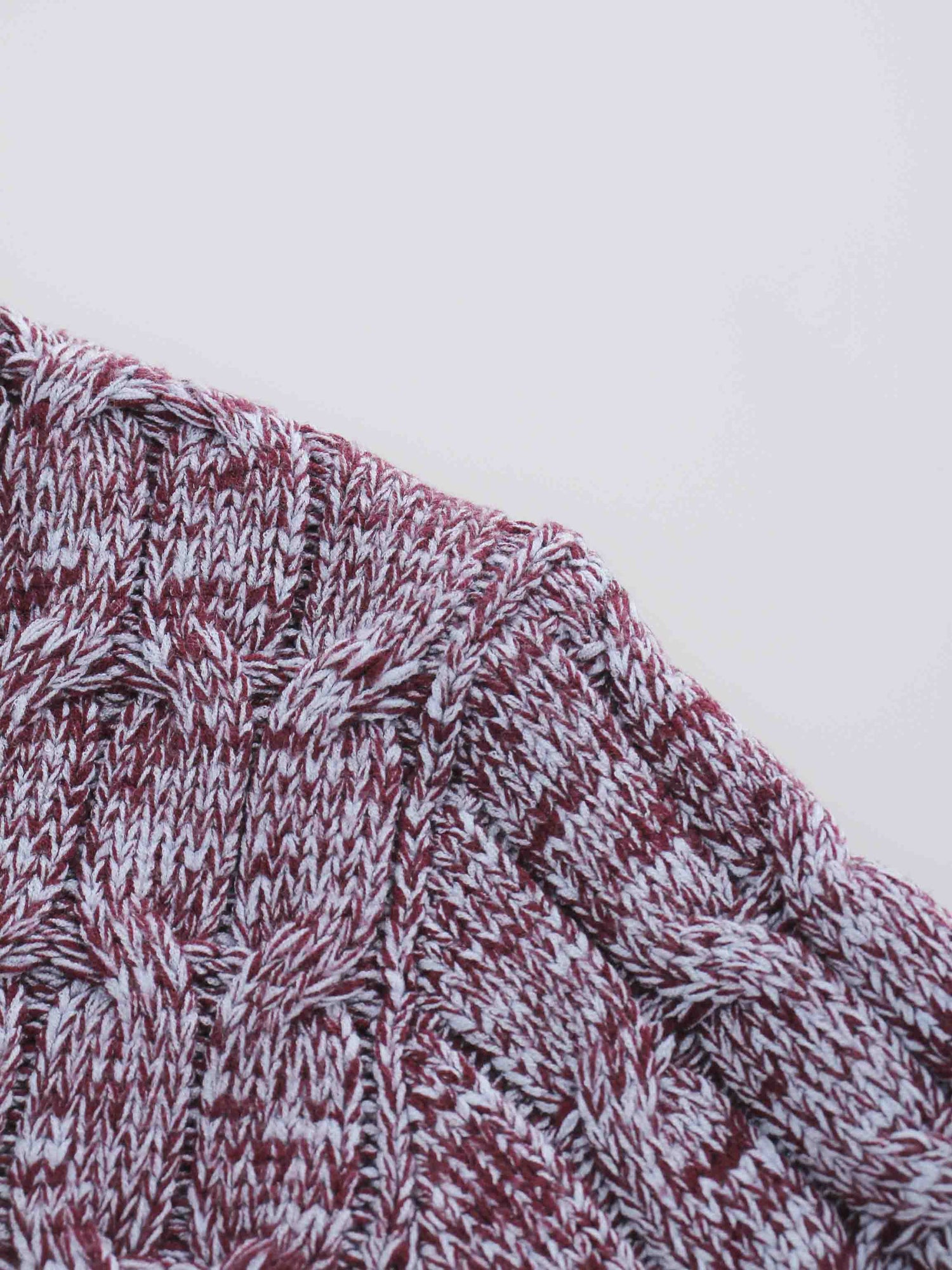 Chunky Heathered Cable sweater-Maroon/Grey