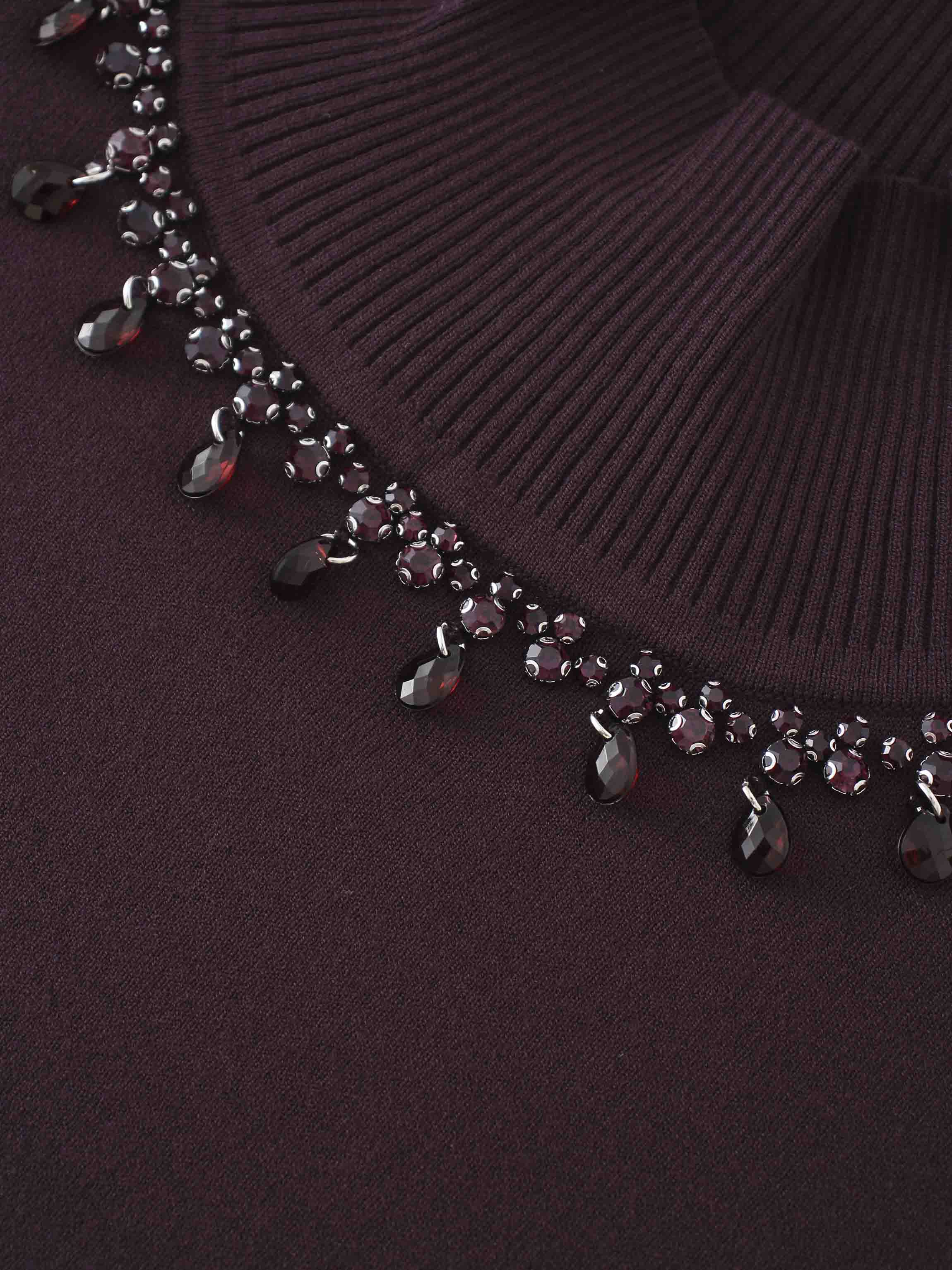 Beaded Turtleneck-Burgundy