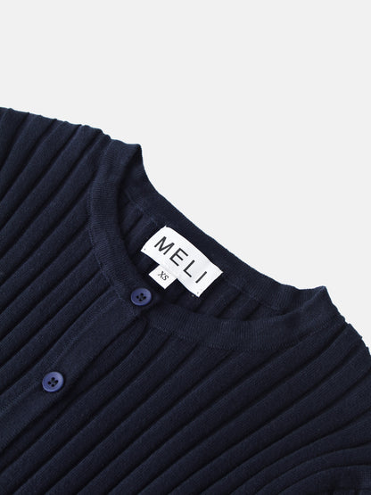 Lightweight Ribbed Cardigan 17"- Navy