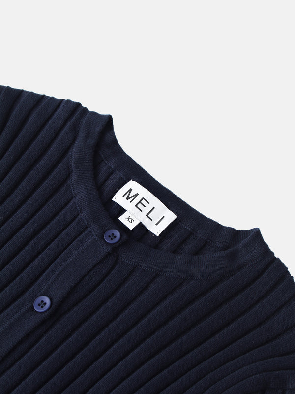 Lightweight Ribbed Cardigan 17"- Navy
