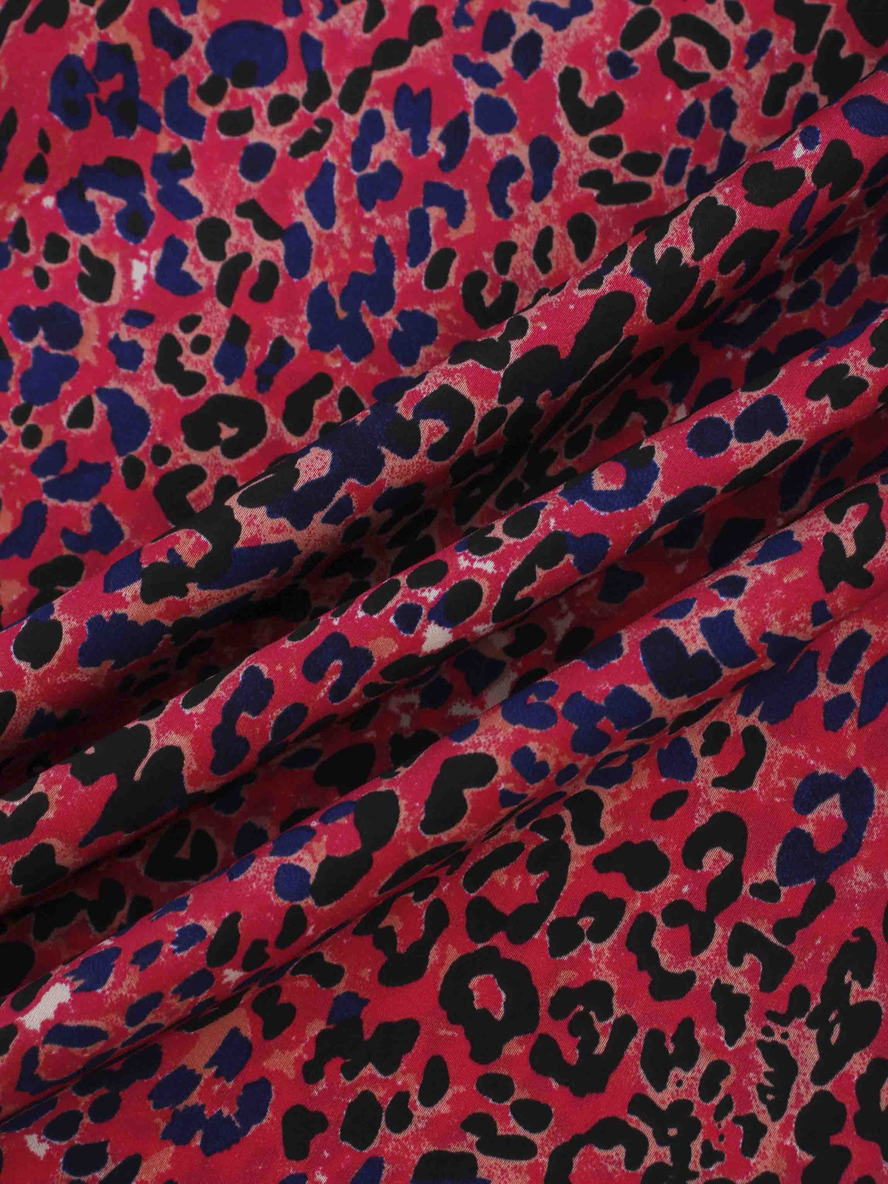 Printed Satin Slip Skirt-Pink Leopard