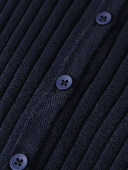 Lightweight Ribbed Cardigan 17"- Navy