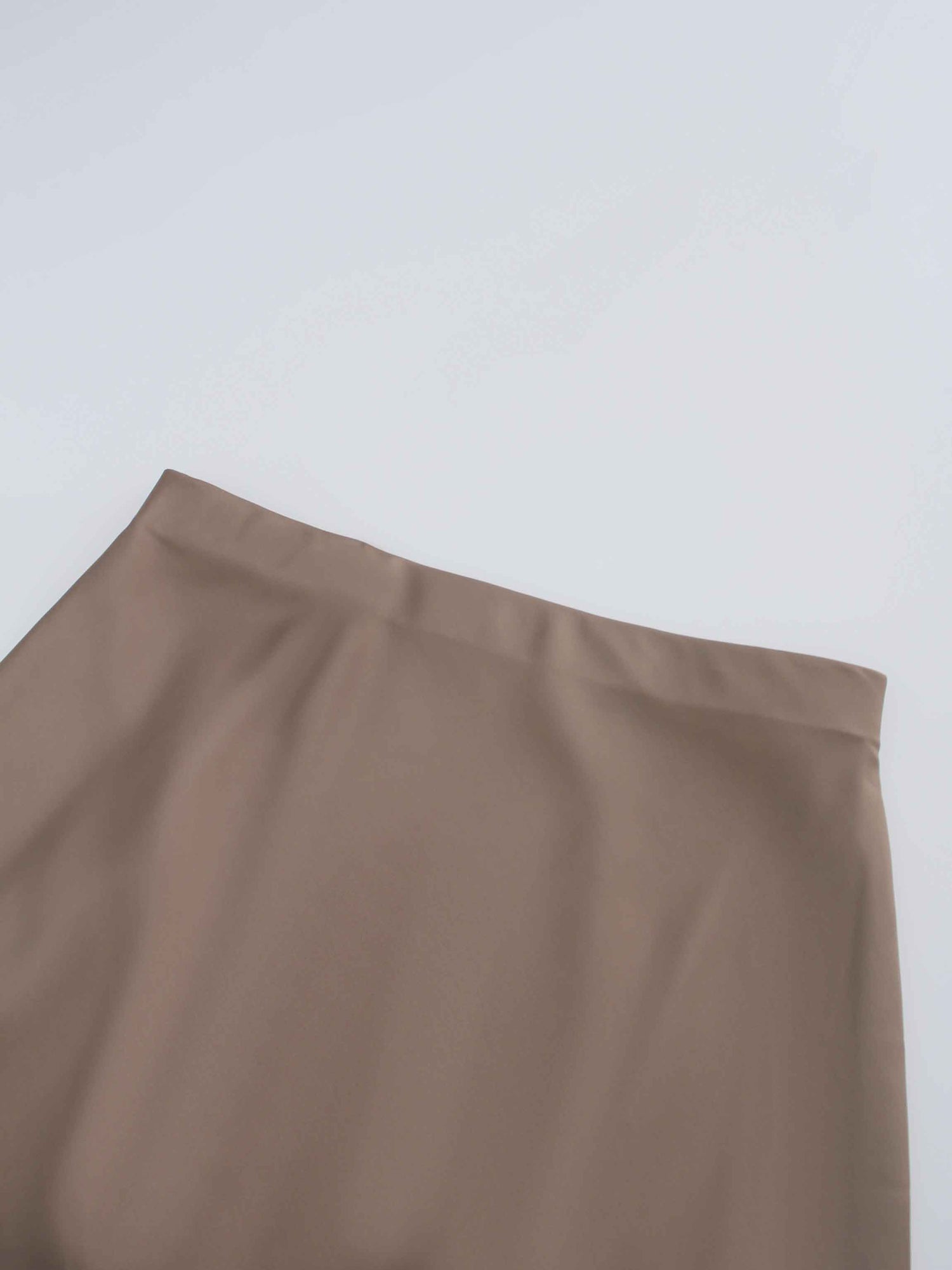 Solid Satin Slip Skirt-Taupe