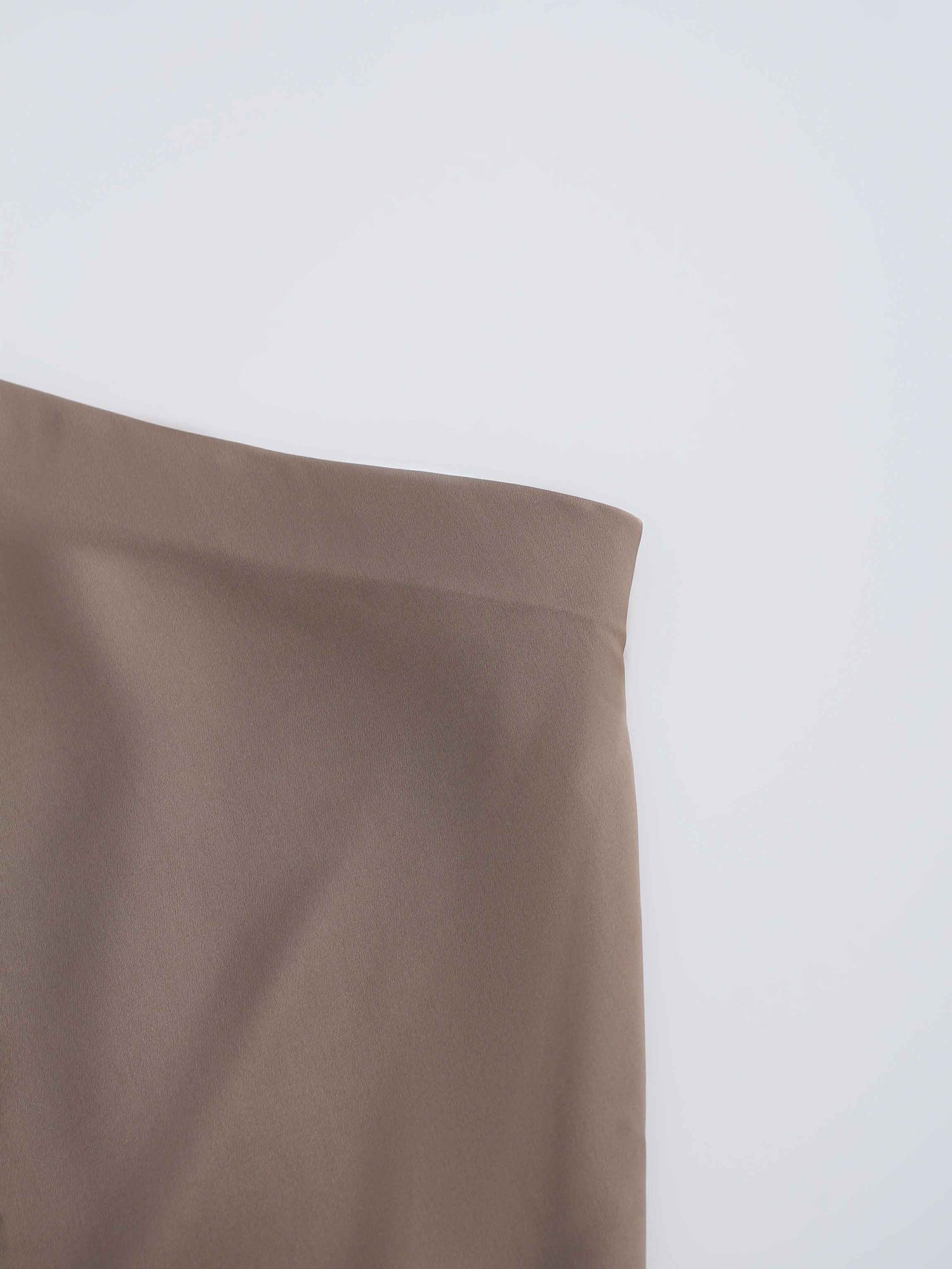 Solid Satin Slip Skirt-Taupe