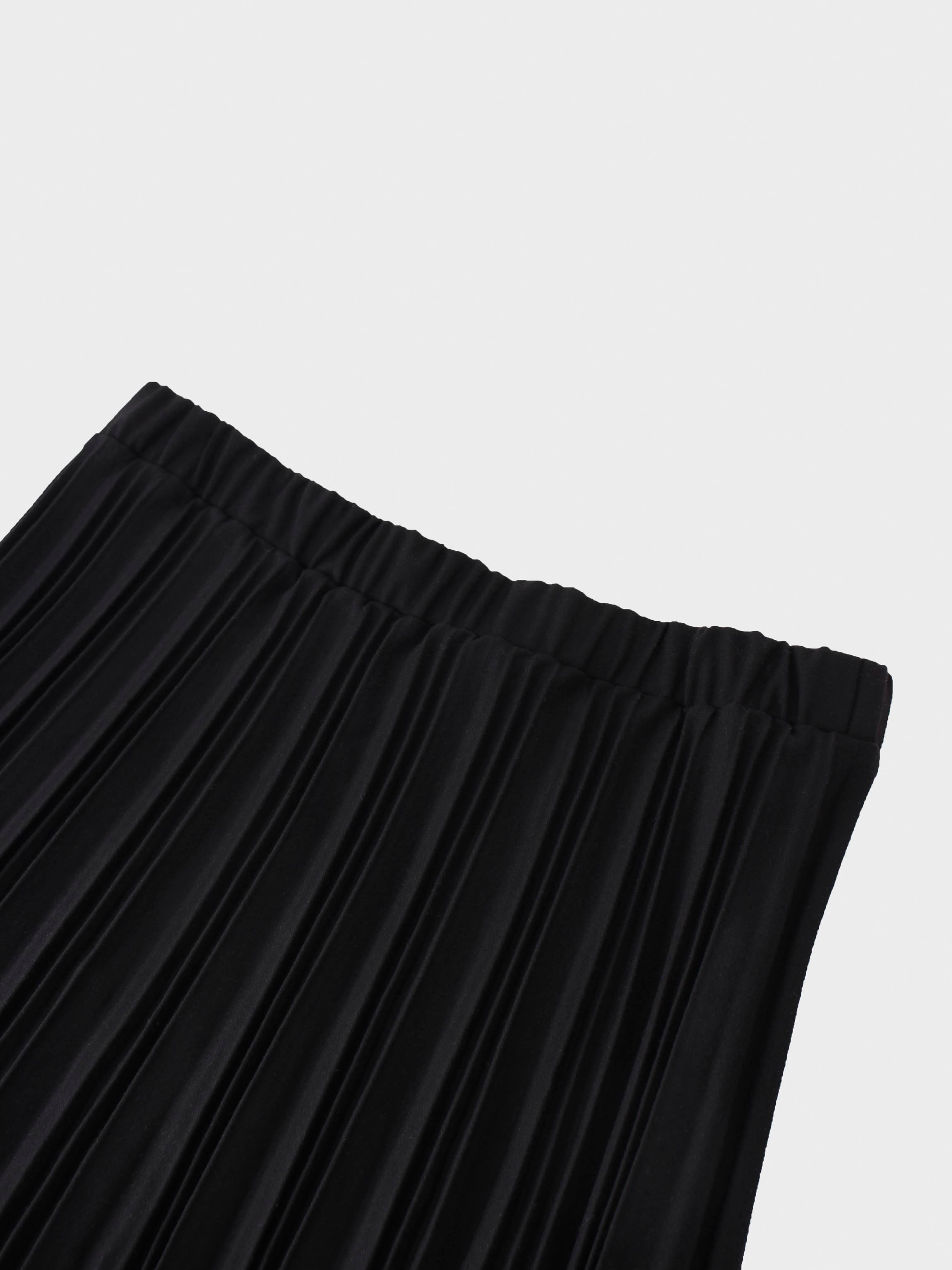 Wool Blend Pleated Skirt 25.5&quot;-Black