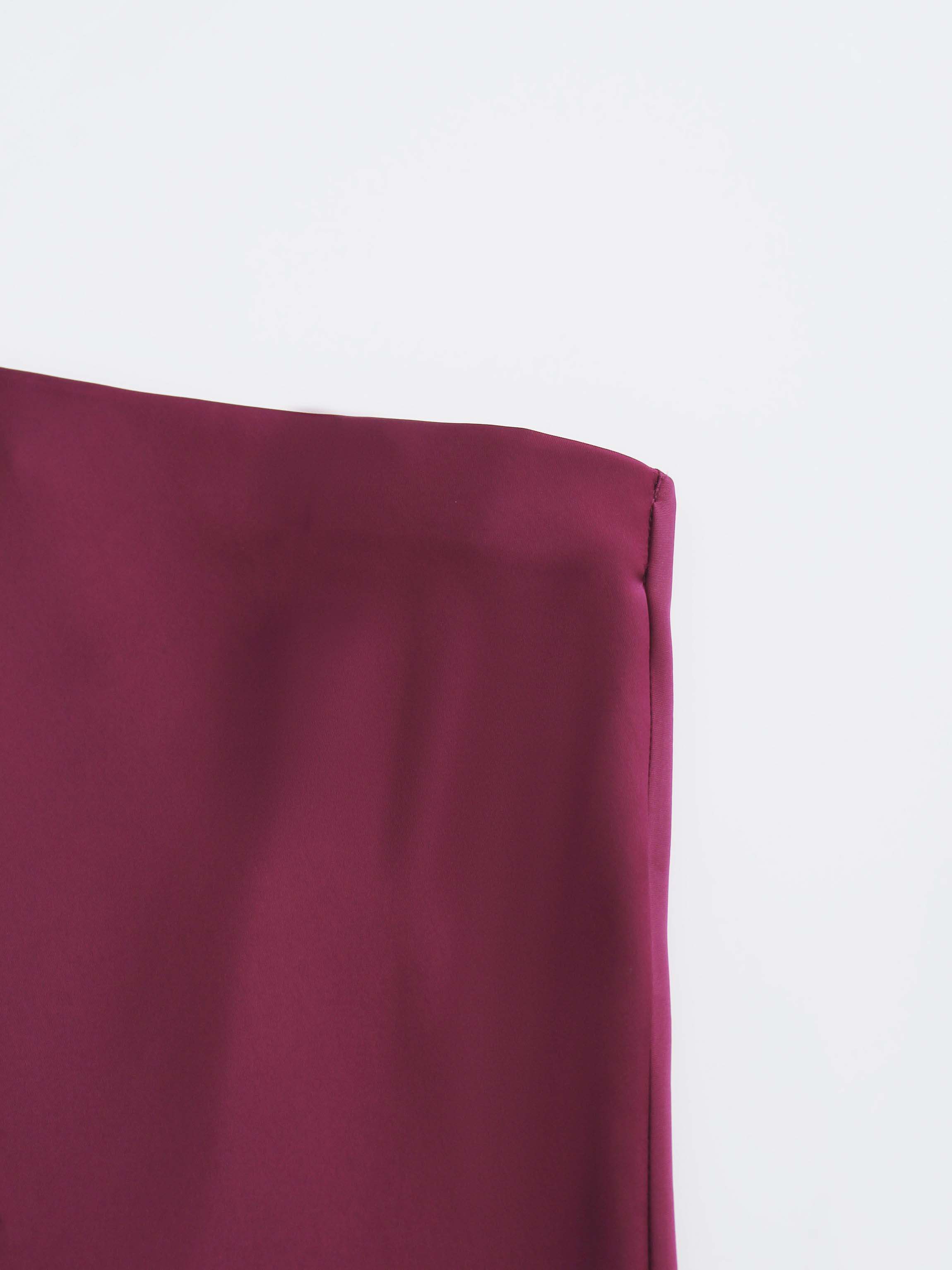 Solid Satin Slip Skirt-Burgundy