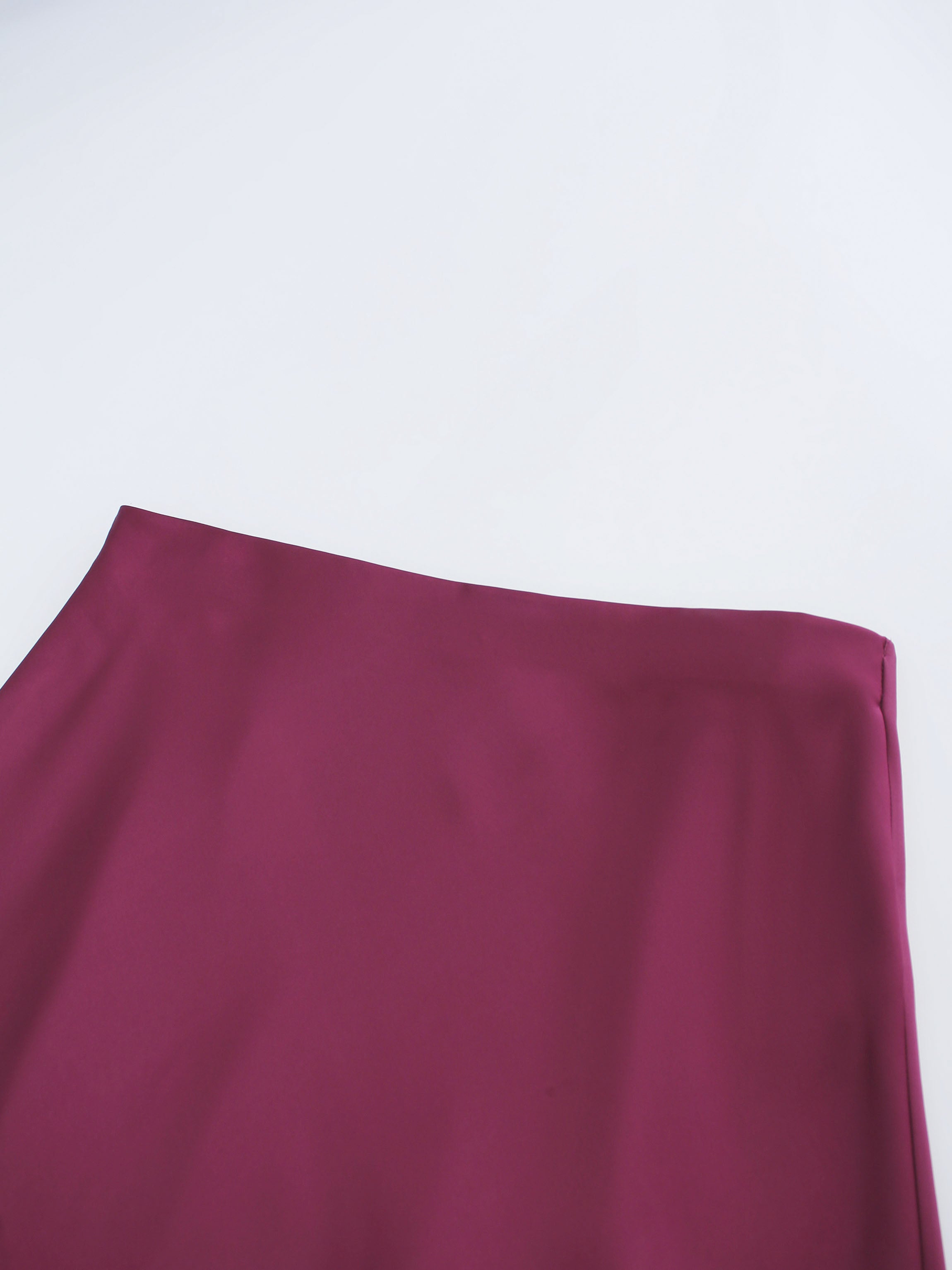 Solid Satin Slip Skirt-Burgundy