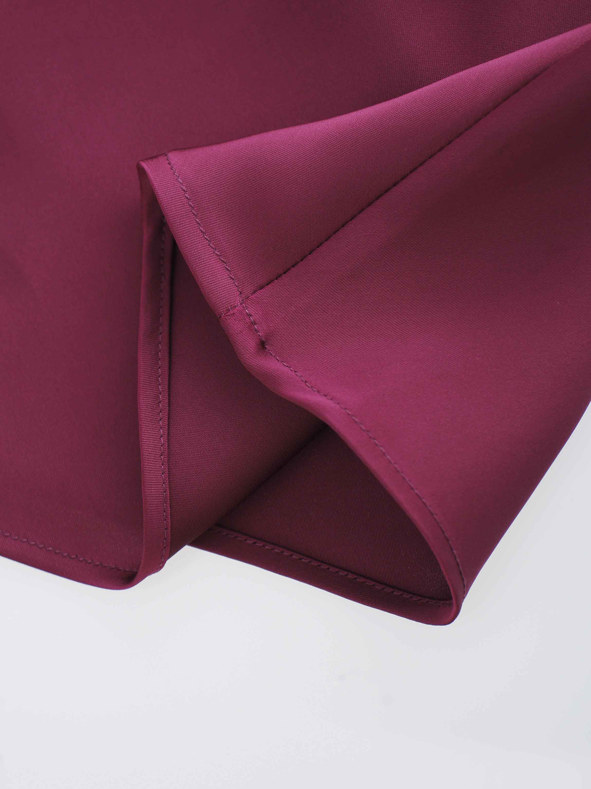 Solid Satin Slip Skirt-Burgundy