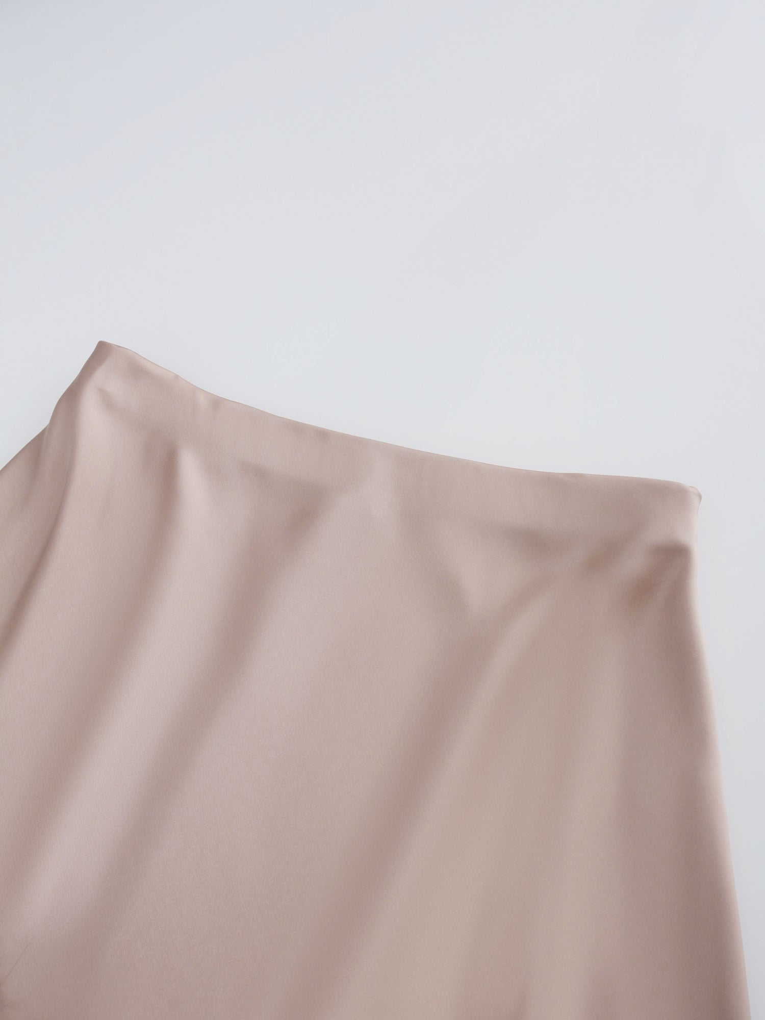 Solid Satin Slip Skirt-Natural