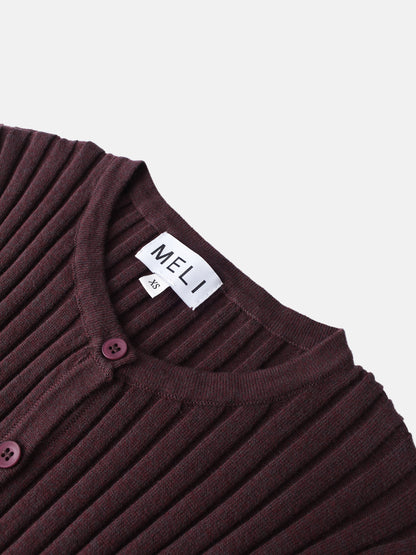 Lightweight Ribbed Cardigan 17"- Burgundy