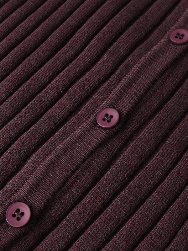 Lightweight Ribbed Cardigan 17"- Burgundy