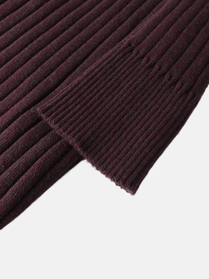 Lightweight Ribbed Cardigan 17"- Burgundy