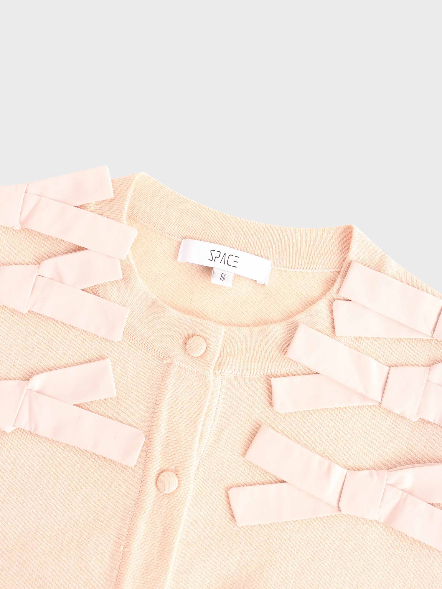 Cropped Bow Cardigan-Peach