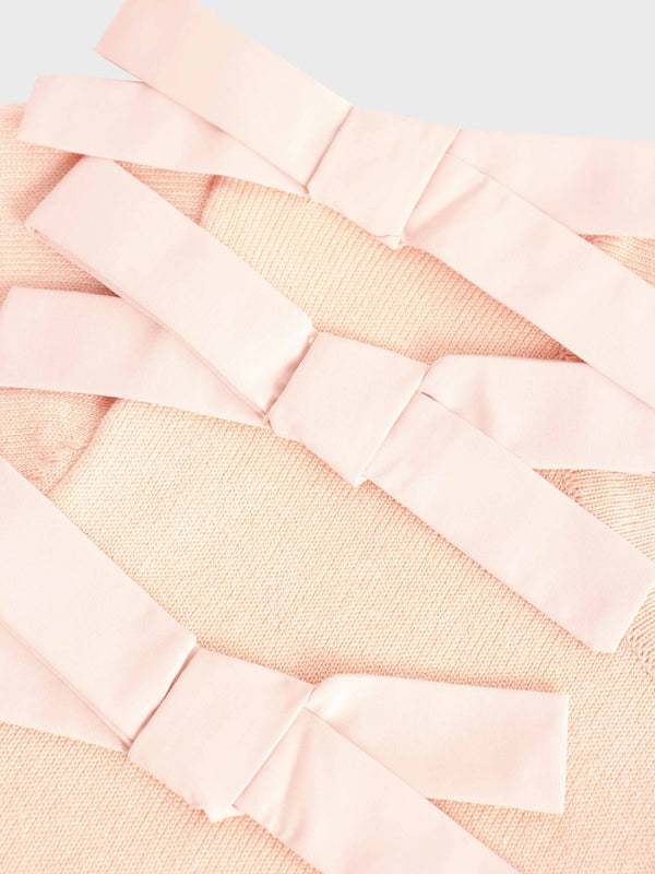 Cropped Bow Cardigan-Peach
